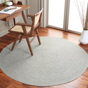 Safavieh Braided Hand-Woven Ivory Green Square Rug — Low-Profile Coastal Accent, Durable & Easy-Care Indoor Outdoor 4'-0" x 4'-0" BRA201Y-4SQ