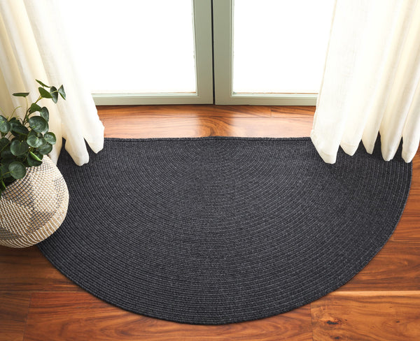 Safavieh Braided Elegance: Hand-woven Ivory And Light Grey Runner Rug For Sophisticated Hallways And Entryways Black Polypropylene Pile Bra201z-3sq