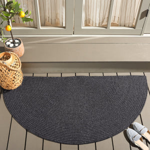 Safavieh Braided Elegance: Hand-woven Ivory And Light Grey Runner Rug For Sophisticated Hallways And Entryways Black Polypropylene Pile Bra201z-3sq