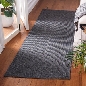 Safavieh Braided Elegance: Hand-woven Ivory And Light Grey Runner Rug For Sophisticated Hallways And Entryways Black Polypropylene Pile Bra201z-3sq