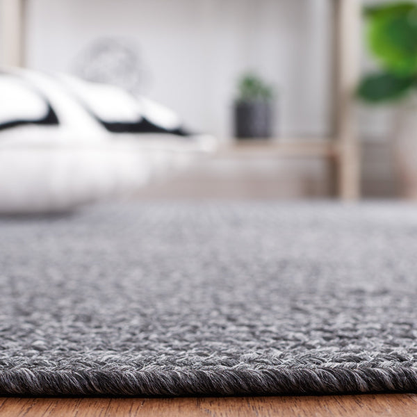 Safavieh Braided Elegance: Hand-woven Ivory And Light Grey Runner Rug For Sophisticated Hallways And Entryways Black Polypropylene Pile Bra201z-3sq