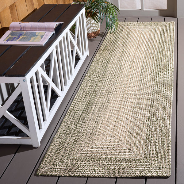 Safavieh Braided Hand-Woven Beige & Green Coastal Rug — Durable Polypropylene, Low-Profile, Washable Accent (96) 6'-0" x 9'-0" BRA220B-6
