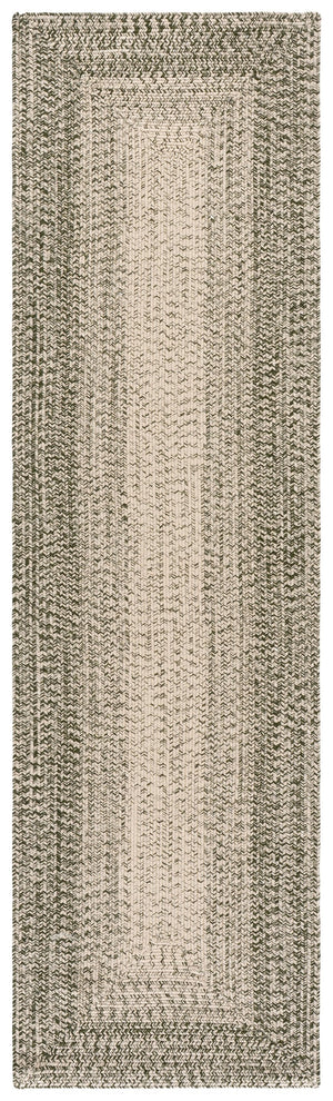 Safavieh Braided Hand‑Woven Oval Area Rug In Beige And Green — Durable Polypropylene, Low-Profile, Washable 5'-0" x 8'-0" BRA220B-5OV