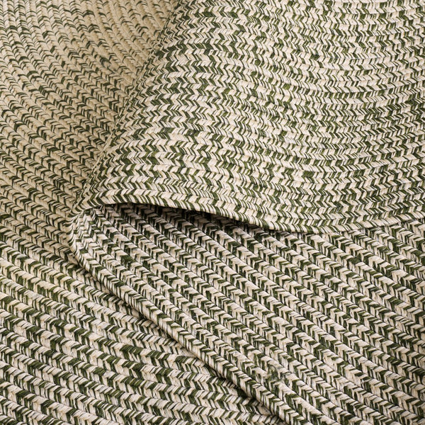 Safavieh Braided Hand‑Woven Beige & Green Area Rug — Washable, Low-Profile Polypropylene Indoor/Outdoor Mat 5'-0" x 5'-0" BRA220B-5SQ