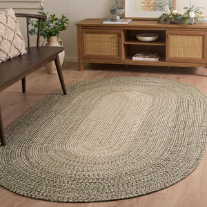 Safavieh Braided Coastal Beige And Green Area Rug — Durable Handwoven Polypropylene, Low-Profile Indoor/Outdoor Decor 8'-0" x 10'-0" BRA220B-8