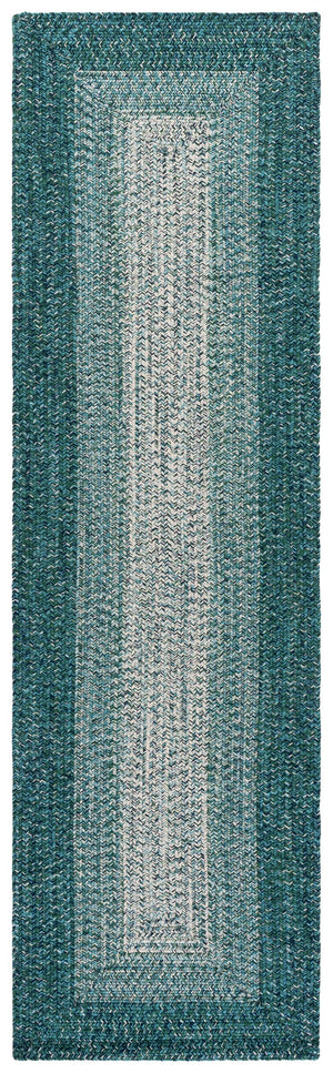 Safavieh Braided Handwoven Ivory & Turquoise Oval Area Rug — Low-Profile Polypropylene, Indoor/Outdoor Charm 6'-0" x 8'-0" BRA220K-68OV
