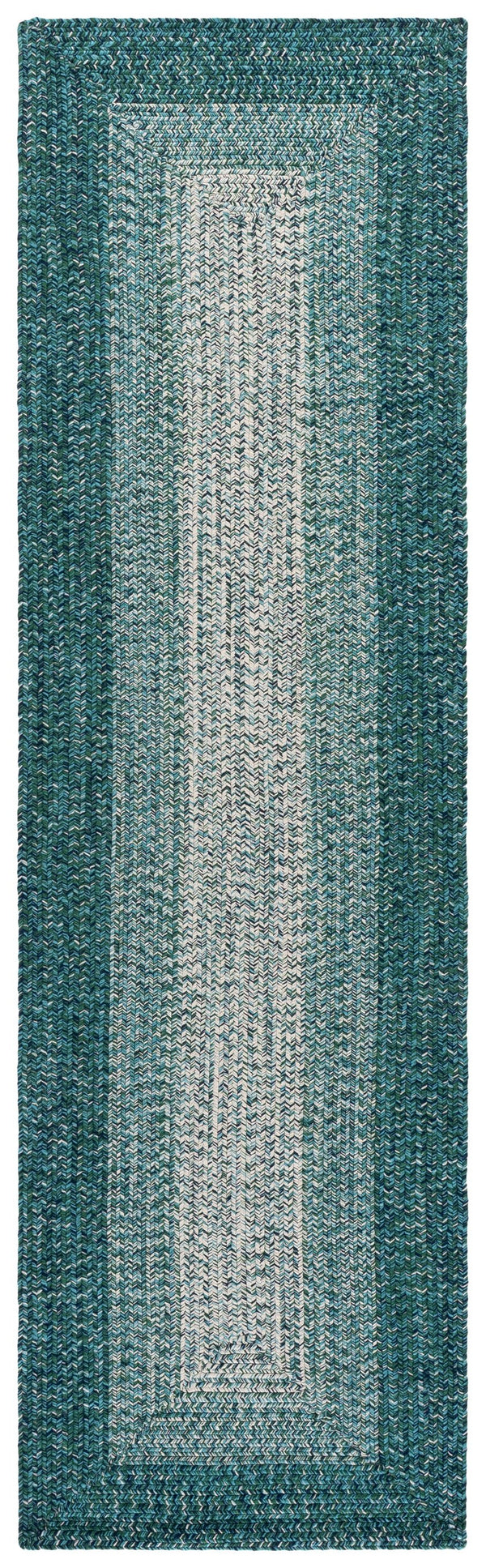 Safavieh Braided Coastal Ivory And Turquoise Area Rug — Durable Braided Polypropylene, Low-Profile, Washable Elegance 6'-0" x 9'-0" BRA220K-6