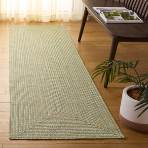 Safavieh Braided Hand Woven Runner Rug In Serene Light Green And Sage For Indoor And Outdoor Spaces Light Green ,Sage Polypropylene Pile Bra260w-28