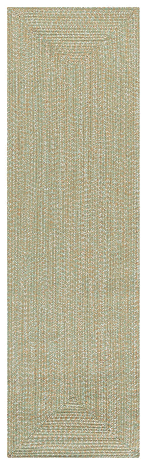 Safavieh Braided Hand Woven Runner Rug In Serene Light Green And Sage For Indoor And Outdoor Spaces Light Green ,Sage Polypropylene Pile Bra260w-28