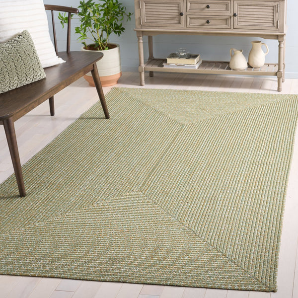 Safavieh Braided Hand Woven Runner Rug In Serene Light Green And Sage For Indoor And Outdoor Spaces Light Green ,Sage Polypropylene Pile Bra260w-5