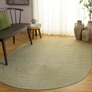 Safavieh Braided Hand Woven Runner Rug In Serene Light Green And Sage For Indoor And Outdoor Spaces Light Green ,Sage Polypropylene Pile Bra260w-5ov