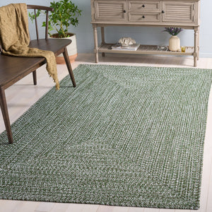 Safavieh Braided Hand Woven Runner Rug In Serene Light Green And Sage For Indoor And Outdoor Spaces Dark Green Polypropylene Pile Bra260x-5