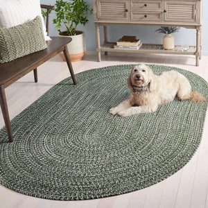 Safavieh Braided Hand Woven Runner Rug In Serene Light Green And Sage For Indoor And Outdoor Spaces Dark Green Polypropylene Pile Bra260x-5ov