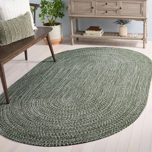 Safavieh Braided Hand Woven Runner Rug In Serene Light Green And Sage For Indoor And Outdoor Spaces Dark Green Polypropylene Pile Bra260x-5ov