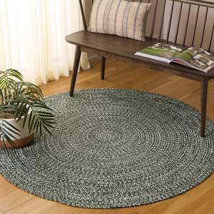 Safavieh Braided Hand Woven Runner Rug In Serene Light Green And Sage For Indoor And Outdoor Spaces Dark Green Polypropylene Pile Bra260x-5r