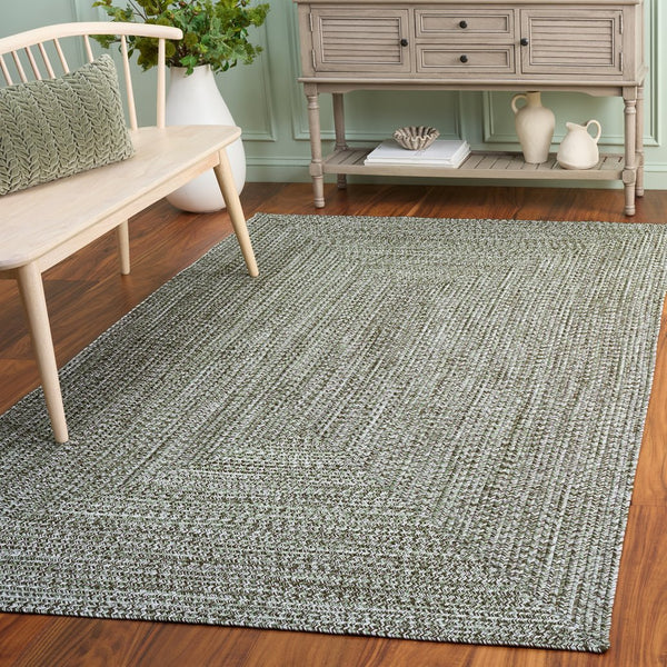 Safavieh Braided Hand Woven Runner Rug In Serene Light Green And Sage For Indoor And Outdoor Spaces Green Polypropylene Pile Bra260y-5