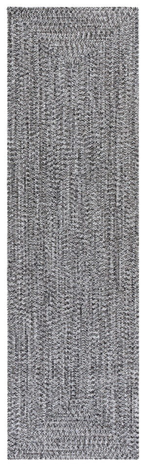 Safavieh Braided Hand Woven Runner Rug In Serene Light Green And Sage For Indoor And Outdoor Spaces Black ,Ivory Polypropylene Pile Bra260z-28