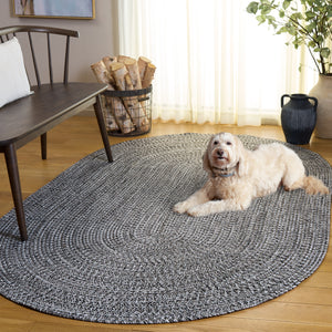 Safavieh Braided Light Sage Area Rug - Handwoven Comfort For Indoor & Outdoor Spaces, Easy Care & Stylish Design Black ,Ivory Polypropylene Pile Bra260z-3