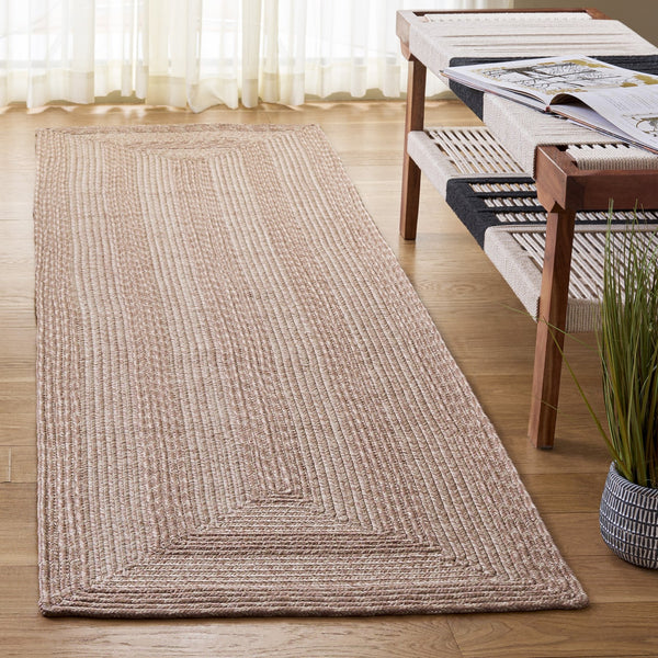 Safavieh Braided Coastal Beige Round Rug — Low-Profile, Durable Braided Polypropylene For Indoor/Outdoor Use 5'-0" x 5'-0" BRA265B-5R