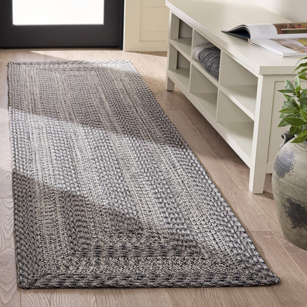 Safavieh Braided Grey Low-Profile Hand-Woven Indoor/Outdoor Rug — Durable Polypropylene, Washable, Minimalist Elegance 5'-0" x 8'-0" BRA265F-5