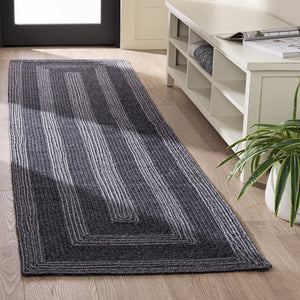 Safavieh Braided Charcoal Accent Rug — Hand‑Woven Low‑Profile Polypropylene, Washable Indoor/Outdoor Mat For Entryways 2'-0" x 3'-0" BRA265H-2