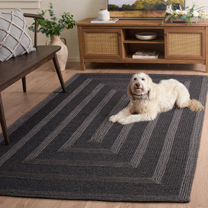 Safavieh Braided Charcoal Oval Rug — Hand-Woven Polypropylene, Low-Profile Braided Texture For Indoor/Outdoor Use 6'-0" x 8'-0" BRA265H-68OV