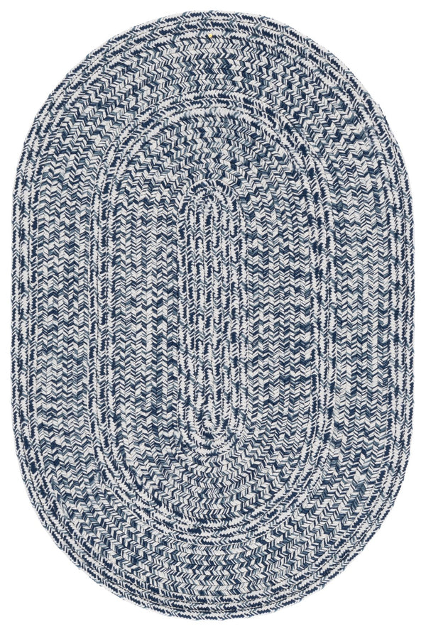 Safavieh Braided Navy & Ivory Coastal Indoor/Outdoor Rug, Handwoven Polypropylene, Low-Profile Washable Charm 5'-0" x 5'-0" BRA265L-5SQ