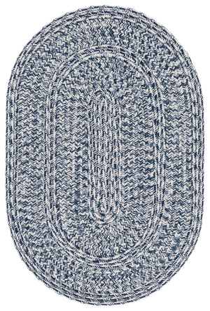 Safavieh Braided Hand‑Woven Oval Rug In Navy And Ivory — Durable, Low‑Profile Polypropylene For High‑Traffic Areas 5'-0" x 8'-0" BRA265L-5OV
