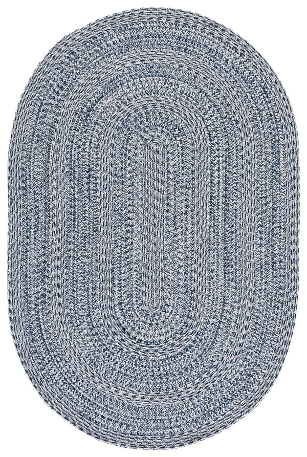 Safavieh Braided Navy & Ivory Coastal Indoor/Outdoor Rug, Handwoven Polypropylene, Low-Profile Washable Charm 5'-0" x 5'-0" BRA265L-5SQ