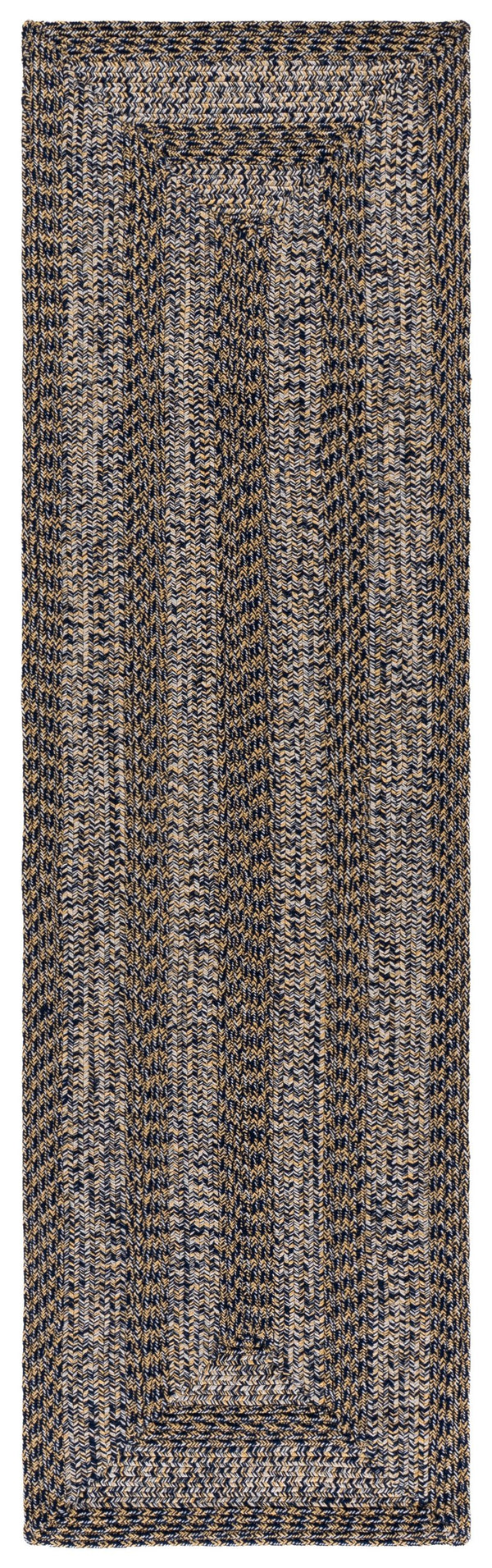 Safavieh Braided Hand-Woven Navy & Gold Area Rug, Low-Profile 1/4" Pile, Durable Polypropylene, Indoor/Outdoor 8'-0" x 10'-0" BRA265M-8