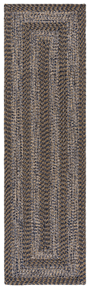 Safavieh Braided Navy And Gold Hand‑Woven Accent Rug — Durable Polypropylene Low‑Profile Outdoor/Indoor Mat 2'-0" x 4'-0" BRA265M-24HM