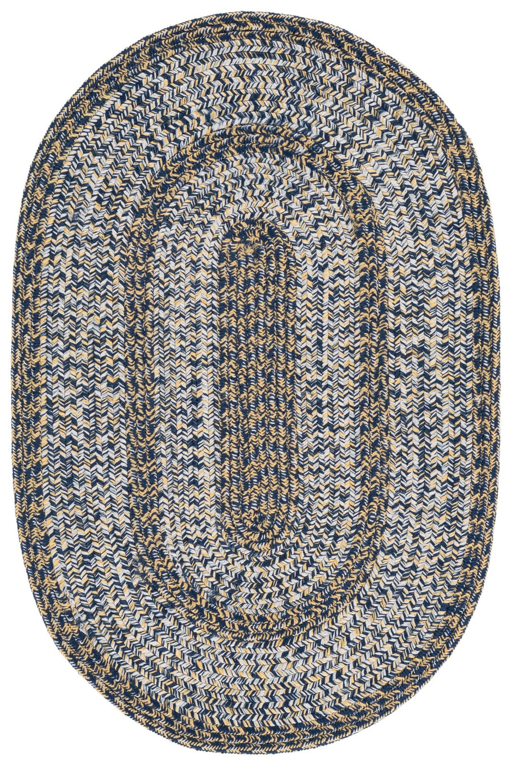 Safavieh Braided Navy And Gold Hand‑Woven Runner — Low‑Profile 1/4" Pile, Durable Washable Polypropylene Rug 2'-3" x 8'-0" BRA265M-28