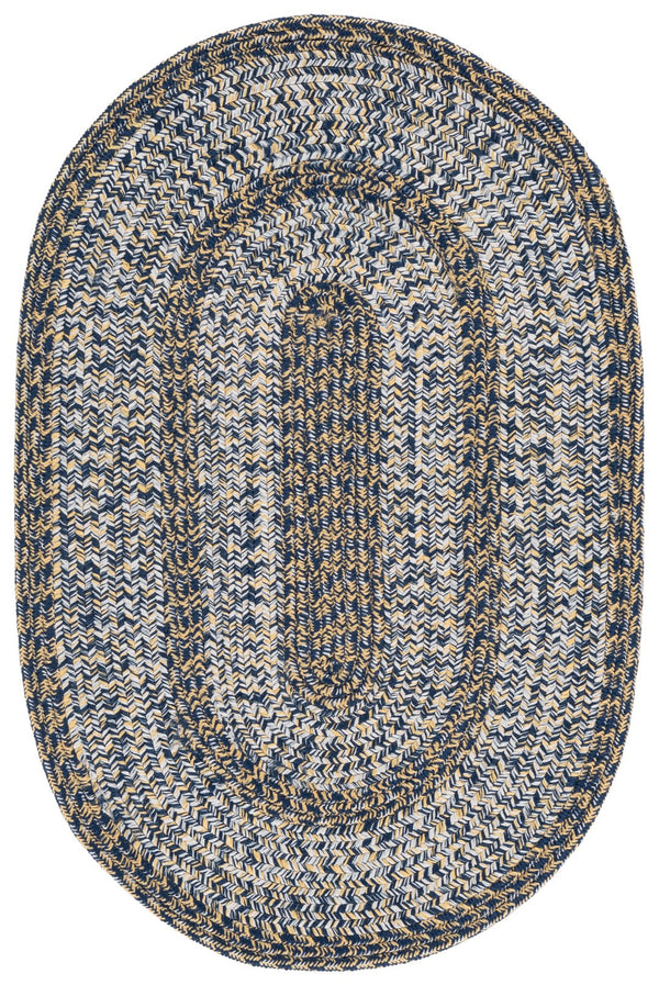 Safavieh Braided Navy And Gold Hand-Woven Area Rug — Low-Profile, Washable Polypropylene For Indoors/Outdoors 4'-0" x 6'-0" BRA265M-4