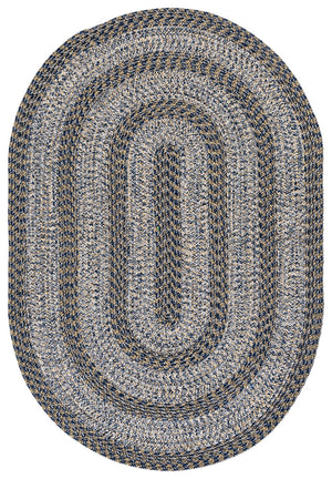 Safavieh Braided Navy And Gold Square Rug — Hand‑Woven Polypropylene, Indoor/Outdoor Durable Low‑Profile Accent 5'-0" x 5'-0" BRA265M-5SQ