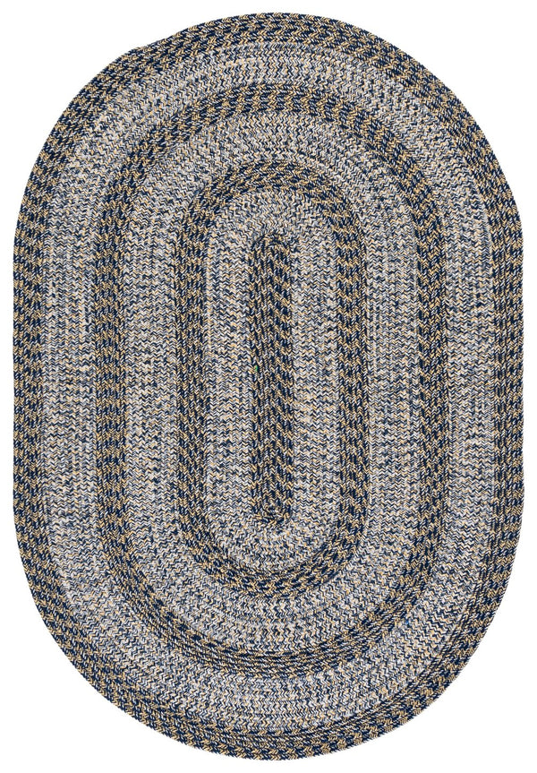 Safavieh Braided Navy And Gold Square Rug — Hand‑Woven Polypropylene, Indoor/Outdoor Durable Low‑Profile Accent 5'-0" x 5'-0" BRA265M-5SQ