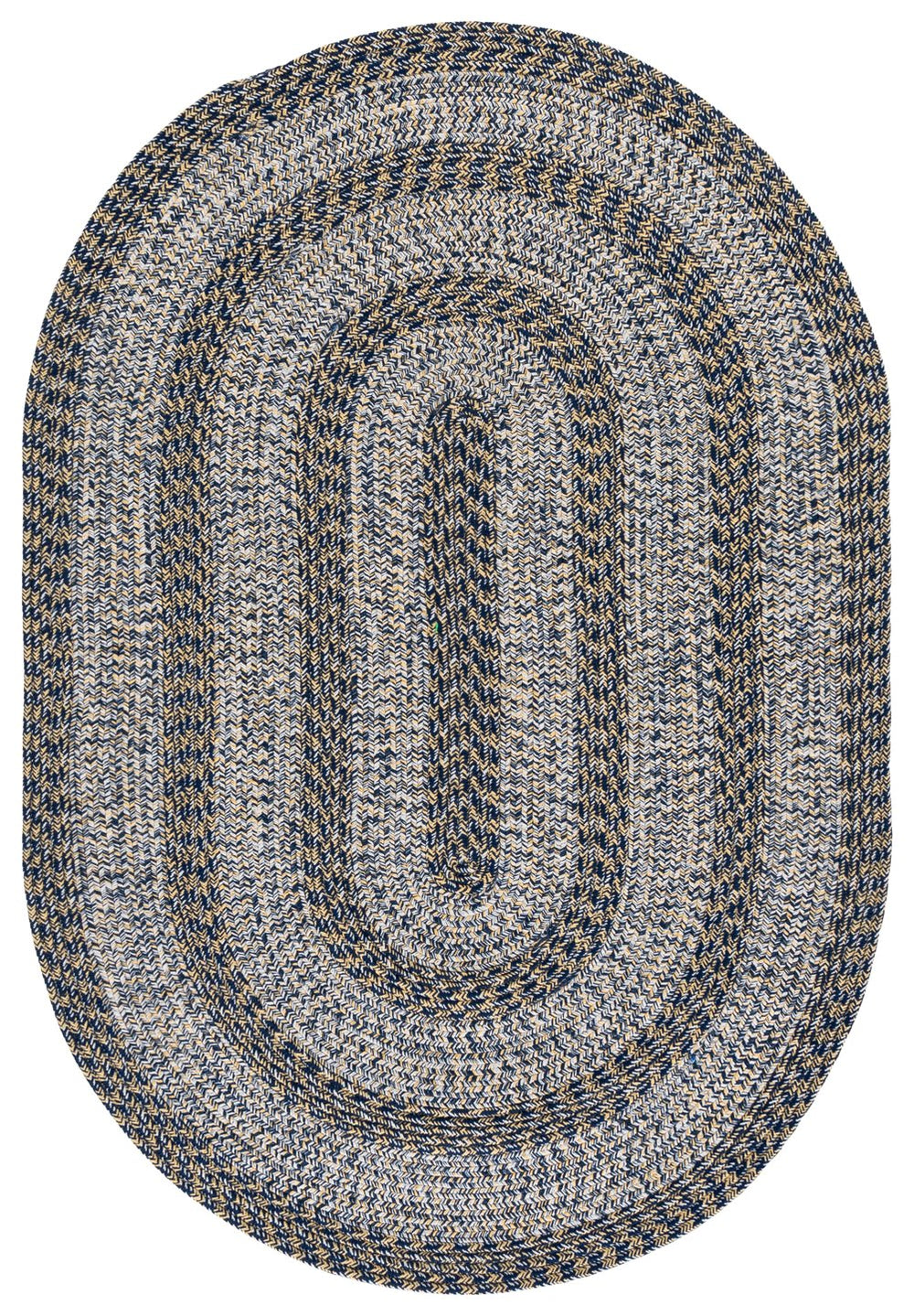 Safavieh Braided Navy And Gold Hand‑Woven Runner — Low‑Profile 1/4" Pile, Durable Washable Polypropylene Rug 2'-3" x 8'-0" BRA265M-28