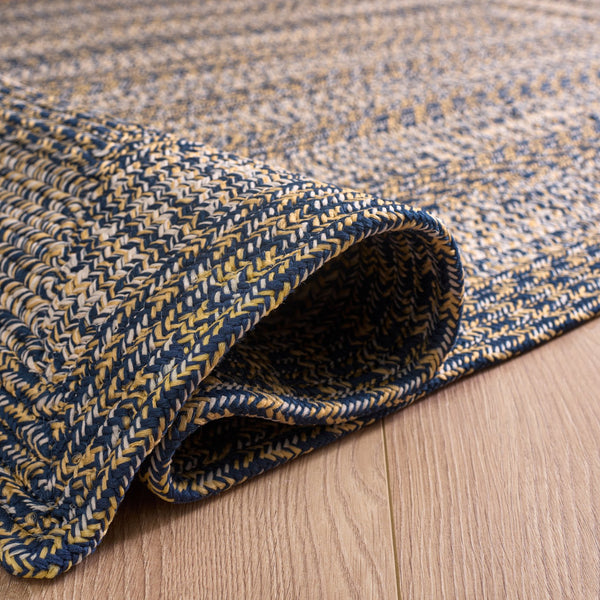 Safavieh Braided Hand-Woven Navy & Gold Area Rug, Low-Profile 1/4" Pile, Durable Polypropylene, Indoor/Outdoor 8'-0" x 10'-0" BRA265M-8