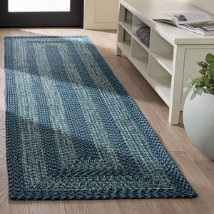 Safavieh Braided Hand-Woven Blue & Green Accent Rug — Washable Polypropylene, Low-Profile, Durable Style 3'-0" x 5'-0" BRA265N-3