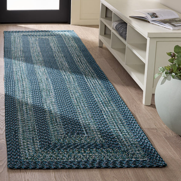 Safavieh Braided Hand-Woven Blue & Green Accent Rug — Washable Polypropylene, Low-Profile, Durable Style 3'-0" x 5'-0" BRA265N-3