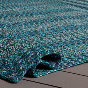Safavieh Braided Hand-Woven Blue & Green Accent Rug — Washable Polypropylene, Low-Profile, Durable Style 3'-0" x 5'-0" BRA265N-3