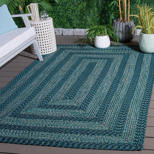 Safavieh Braided Hand-Woven Blue & Green Accent Rug — Washable Polypropylene, Low-Profile, Durable Style 3'-0" x 5'-0" BRA265N-3