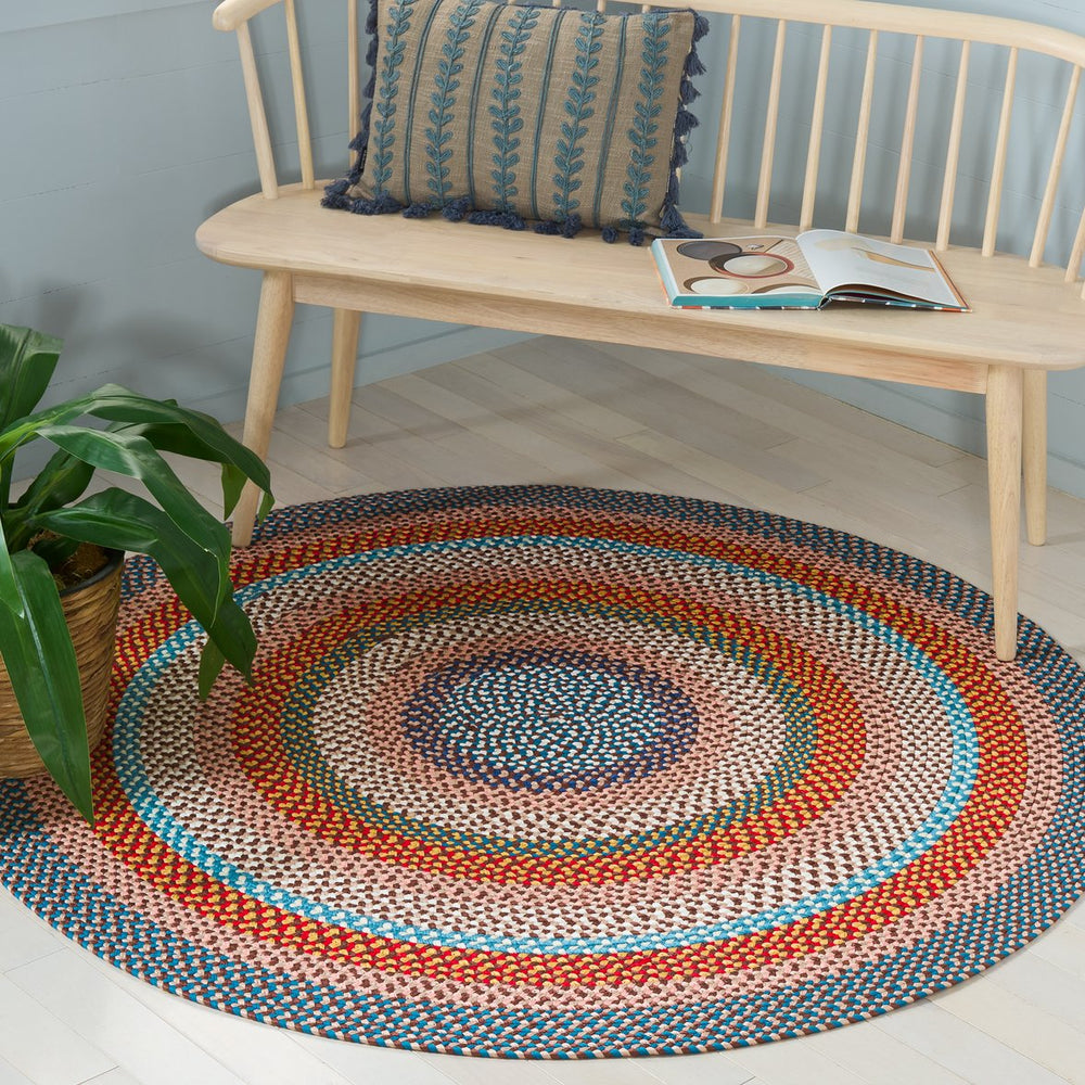 Safavieh Braided Hand-woven Runner Rug In Warm Rust And Multi Colors For Indoor Or Outdoor Decor Elegance Rust ,Multi Polypropylene Pile Bra270p-5r