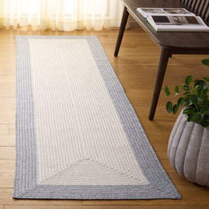 Safavieh Braided Handwoven 2'X4' Ivory & Grey Rug - Low-Profile Polypropylene Indoor/Outdoor Accent, Washable BRA281A-24HM