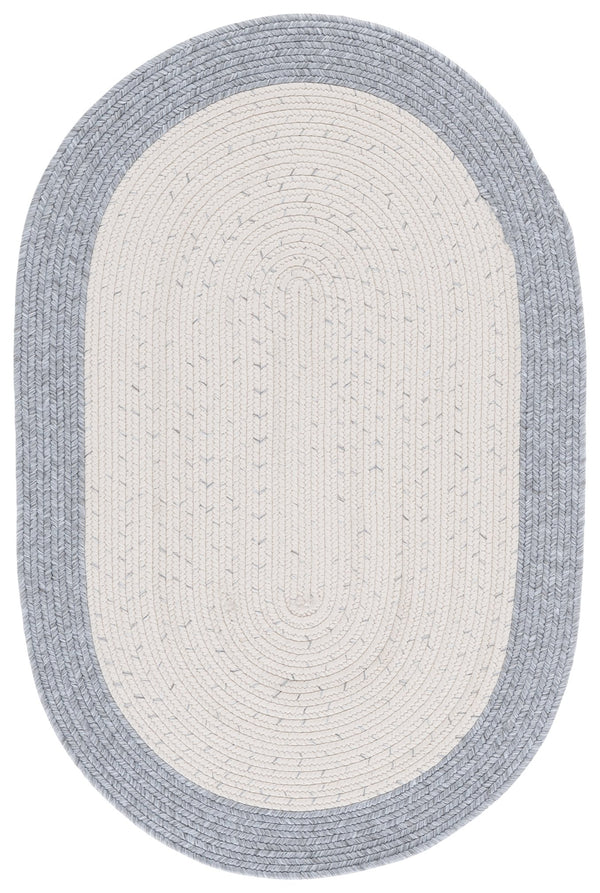 Safavieh Braided Handwoven 2'X4' Ivory & Grey Rug - Low-Profile Polypropylene Indoor/Outdoor Accent, Washable BRA281A-24HM