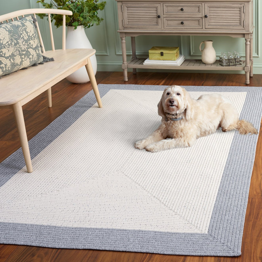 Safavieh Braided Area Rug - Elegant Ivory And Grey Runner For Indoor/Outdoor Spaces, Washable Design Ivory ,Grey Polypropylene Pile Bra281a-5