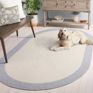 Safavieh Braided Area Rug - Elegant Ivory And Grey Runner For Indoor/Outdoor Spaces, Washable Design Ivory ,Grey Polypropylene Pile Bra281a-5ov