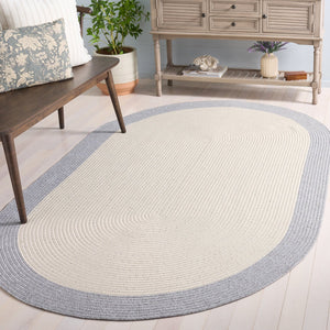 Safavieh Braided Area Rug - Elegant Ivory And Grey Runner For Indoor/Outdoor Spaces, Washable Design Ivory ,Grey Polypropylene Pile Bra281a-5ov