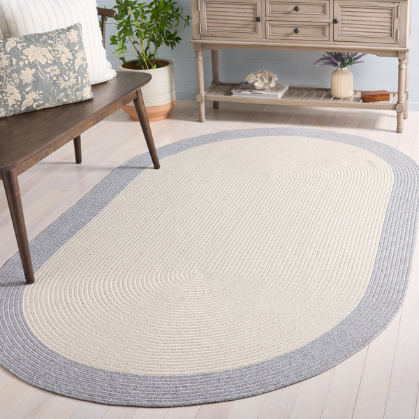 Safavieh Braided Indoor Outdoor Area Rug - Hand Woven Polypropylene, Washable, Durable & Versatile Design Ivory ,Grey Polypropylene Pile Bra281a-6