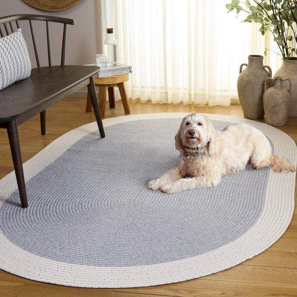 Safavieh Braided Area Rug - Elegant Ivory And Grey Runner For Indoor/Outdoor Spaces, Washable Design Grey ,Ivory Polypropylene Pile Bra281f-5ov