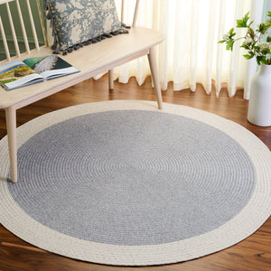 Safavieh Braided Indoor Outdoor Area Rug - Hand Woven Polypropylene, Washable, Durable & Versatile Design Grey ,Ivory Polypropylene Pile Bra281f-4